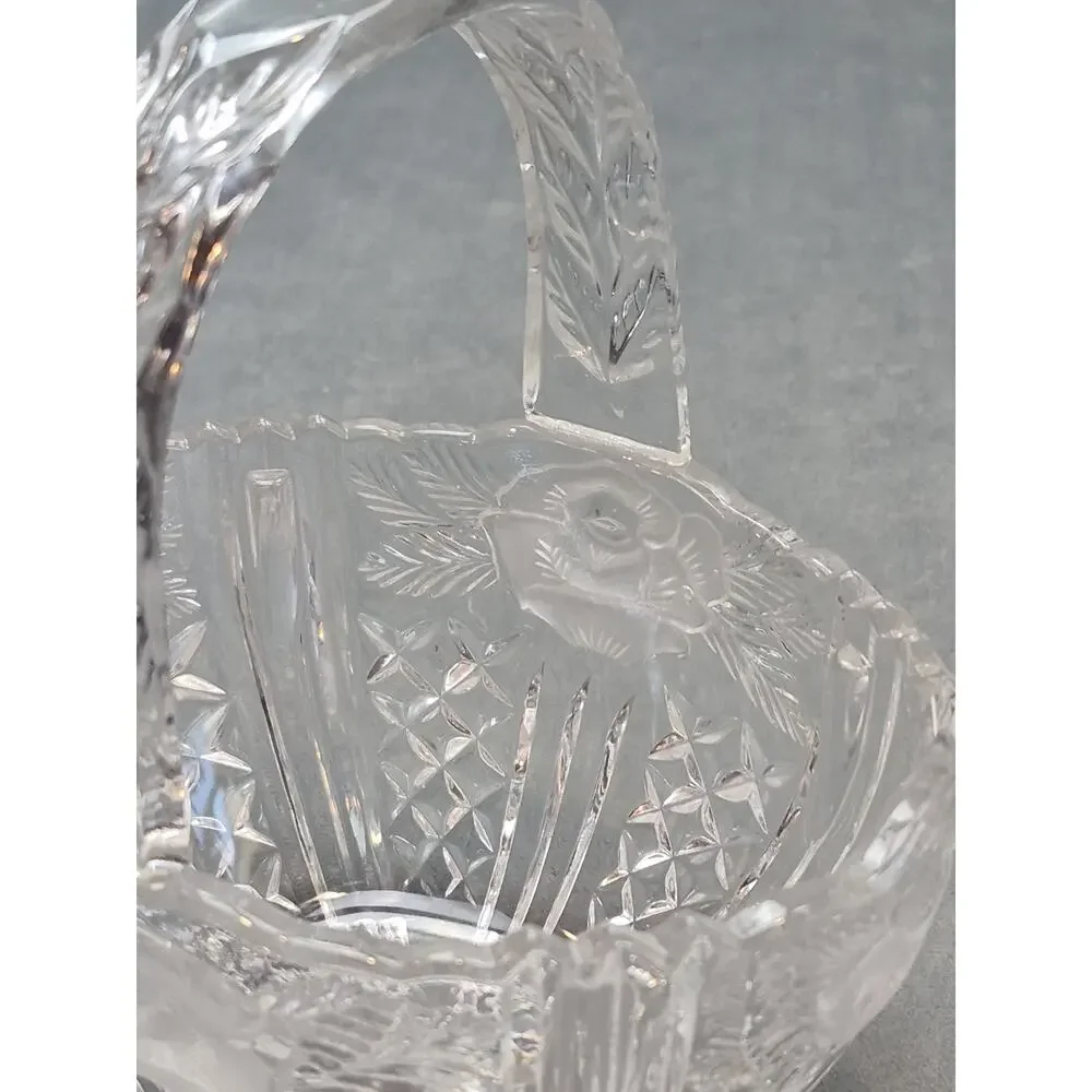 Annahutte Bleikristall Cut Crystal 24% lead Glass Basket Vintage
